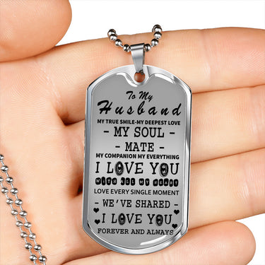 To My Husband Personalized dog tag chain Birthday Gift for man -HIGH SUGGESTION- Wife to husband necklace long pendant Gift Jewelry 30 inch